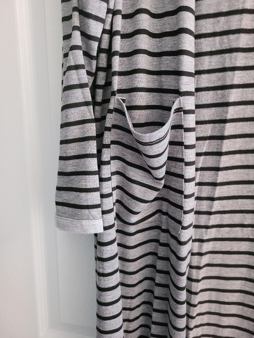 Striped Zipper Long Robe - Picture 4 of 7